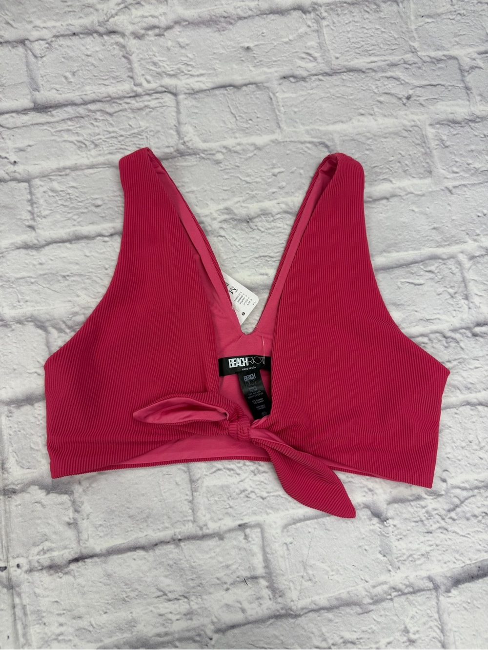 Beach Riot Ribbed Emma Bikini Top in Rasberry NWT's Sz M Pool Vacation Swim - Picture 8 of 17